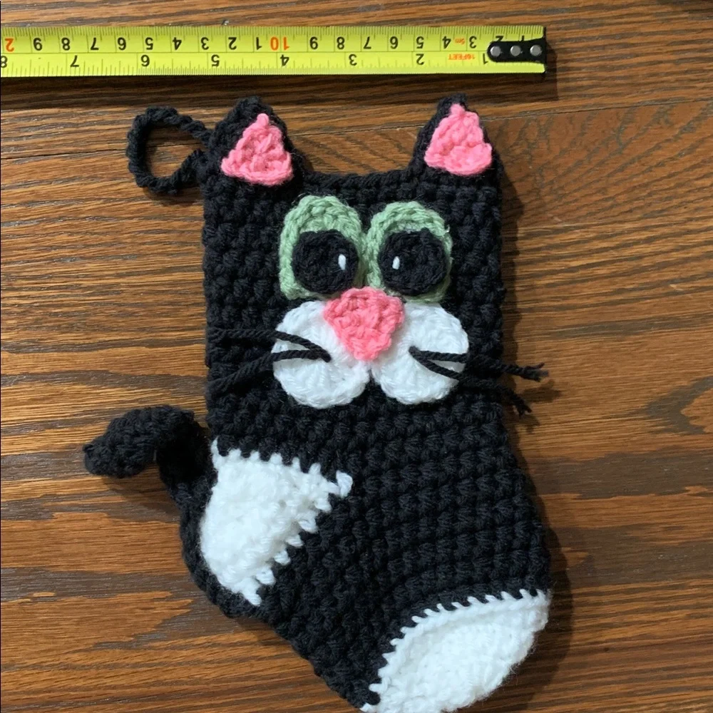 {Stocking} Charming Black & White Cat Stocking - Picture 4 of 6